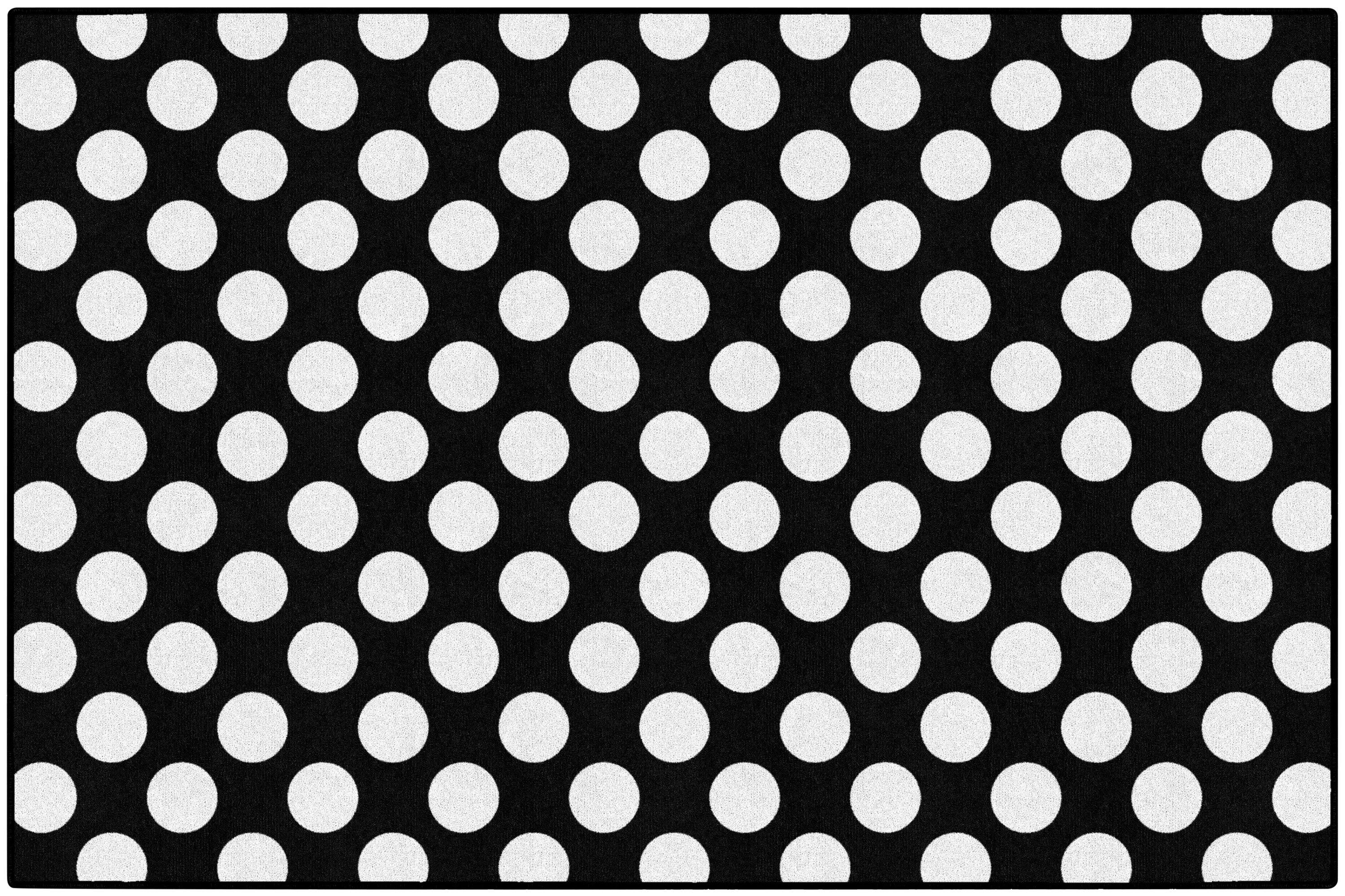 FLAGSHIP CARPETS SCHOOLGIRL STYLE - SIMPLY STYLISH BLACK AND WHITE POLKA DOT - RECTANGLE - 7 FT 6 IN X 12 FT - SPECIFY CARPET COLOR