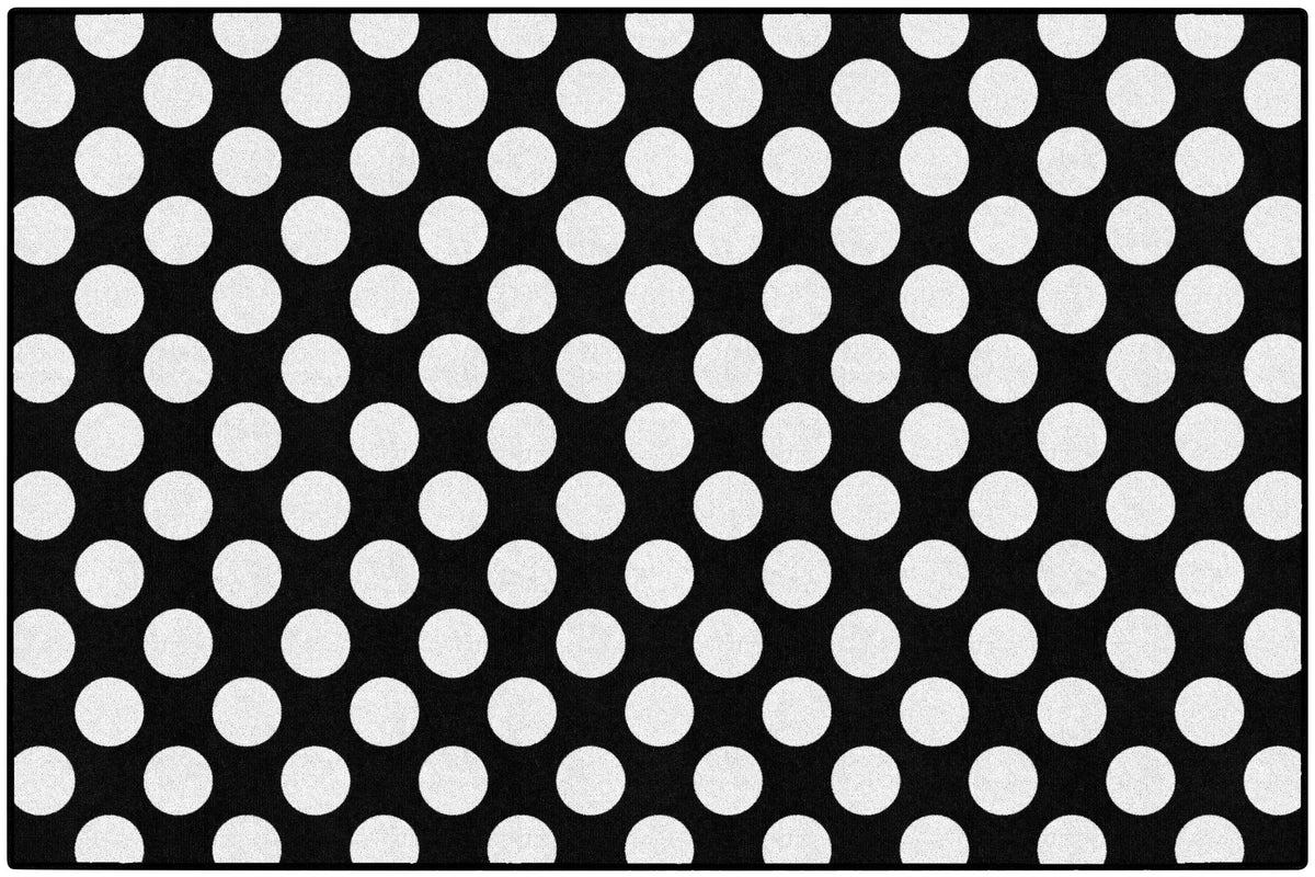FLAGSHIP CARPETS SCHOOLGIRL STYLE - SIMPLY STYLISH BLACK AND WHITE POLKA DOT - RECTANGLE - 5 FT X 7 FT 6 IN - SPECIFY CARPET COLOR