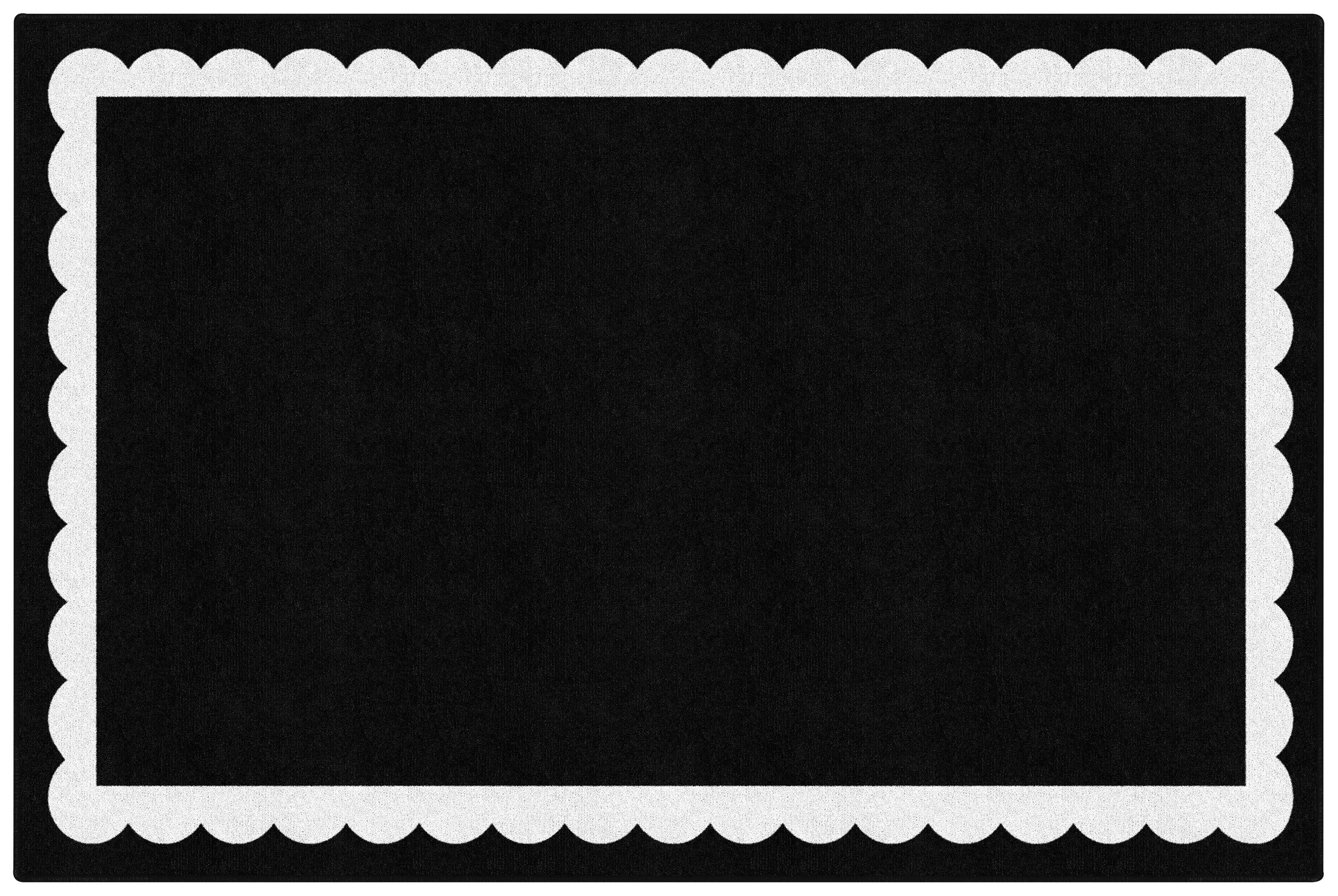 FLAGSHIP CARPETS SCHOOLGIRL STYLE - BLACK WHITE AND STYLISH BRIGHTS BLACK AND WHITE SCALLOP BORDER - RECTANGLE - 5 FT X 7 FT 6 IN - SPECIFY CARPET COLOR