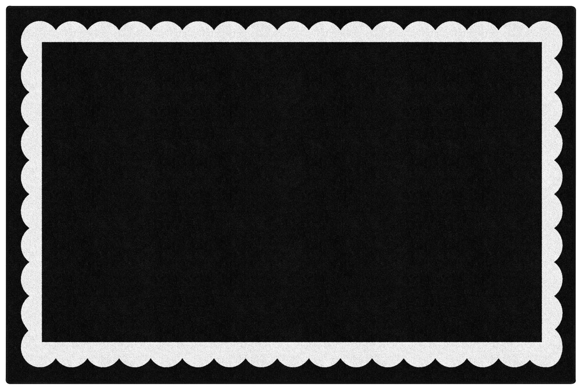FLAGSHIP CARPETS SCHOOLGIRL STYLE - BLACK WHITE AND STYLISH BRIGHTS BLACK AND WHITE SCALLOP BORDER - RECTANGLE - 5 FT X 7 FT 6 IN - SPECIFY CARPET COLOR