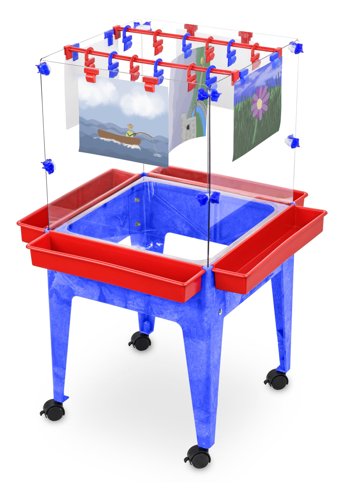 CHILDBRITE - 4-STATION ART EASEL W/ 9-INCH CLEAR TUB - SPECIFY COLOR