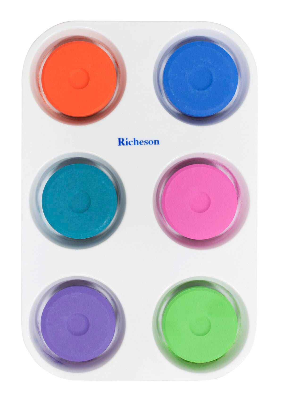 PAINT TEMPERA CAKES RICHESON LARGE ASST SECONDARY MUFFIN TRAY SET OF 6