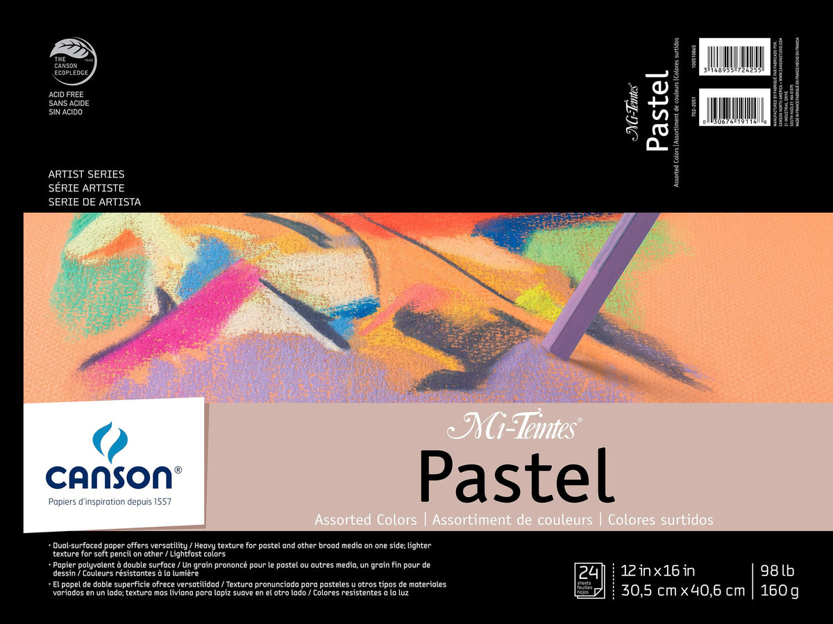 PAD CANSON MI TIENTES 12X16 IN ASSORTED 98 LB 24 SHTS