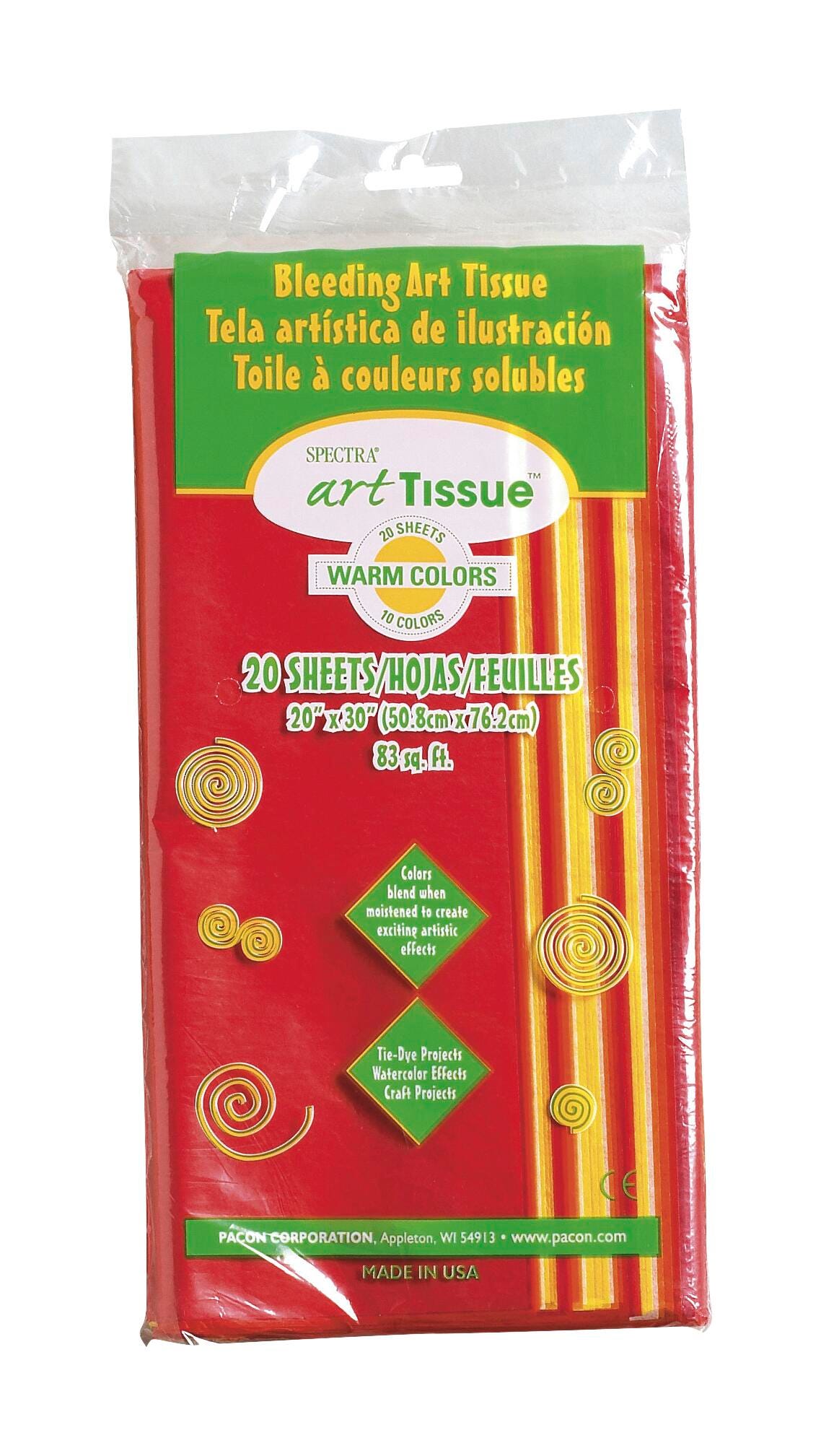 TISSUE SPECTRA 20X30 WARM COLORS PK OF 20