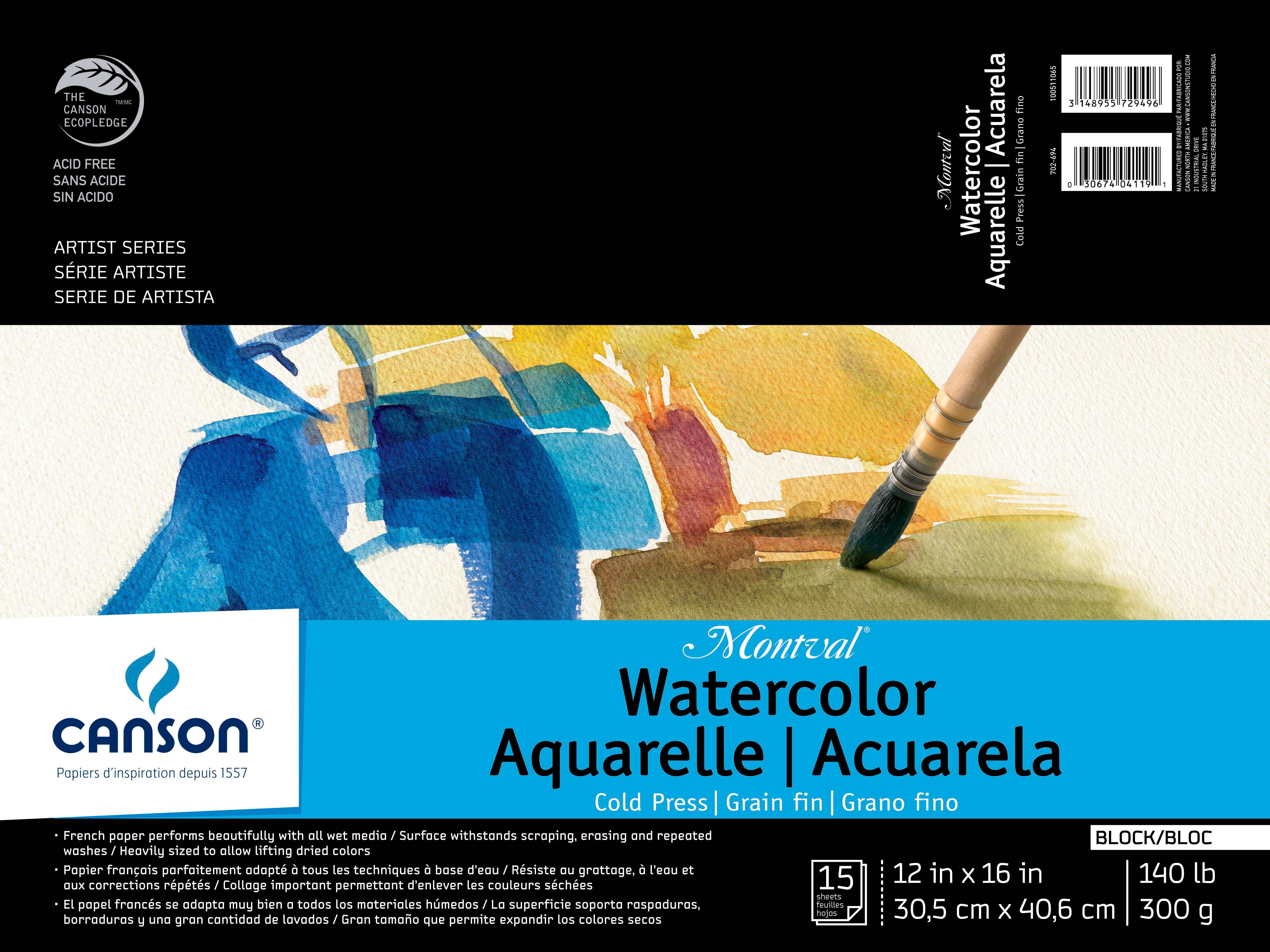 PAPER WATERCOLOR MONTVAL 140 LB 12X16 15 SHTS