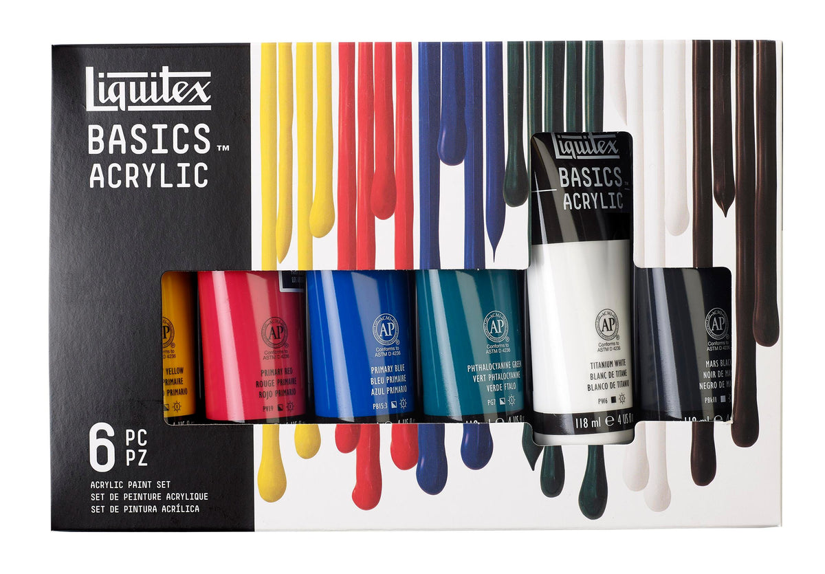 PAINT ACRYLIC LIQUITEX BASICS ASST COLOR 4 OZ SET OF 6