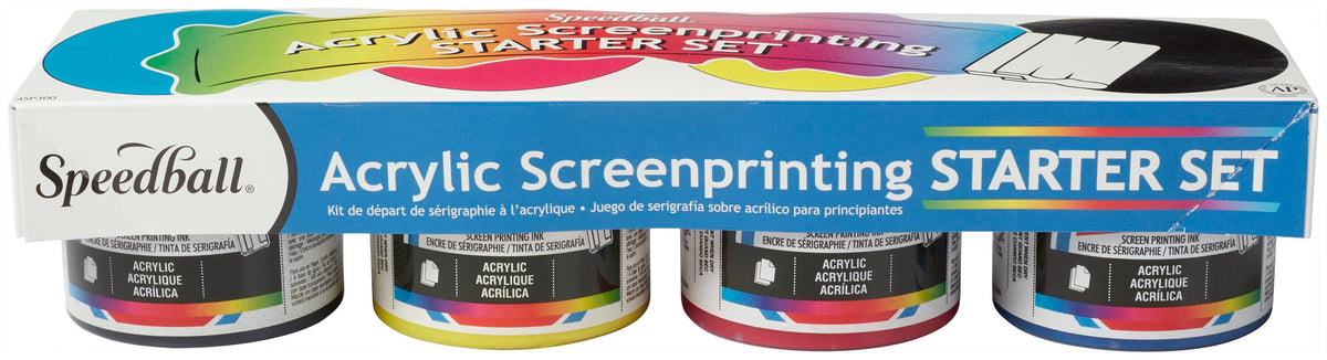 INK SCREEN PRINTING ACRYLIC 4 OZ ASSORTED COLORS SET OF 4