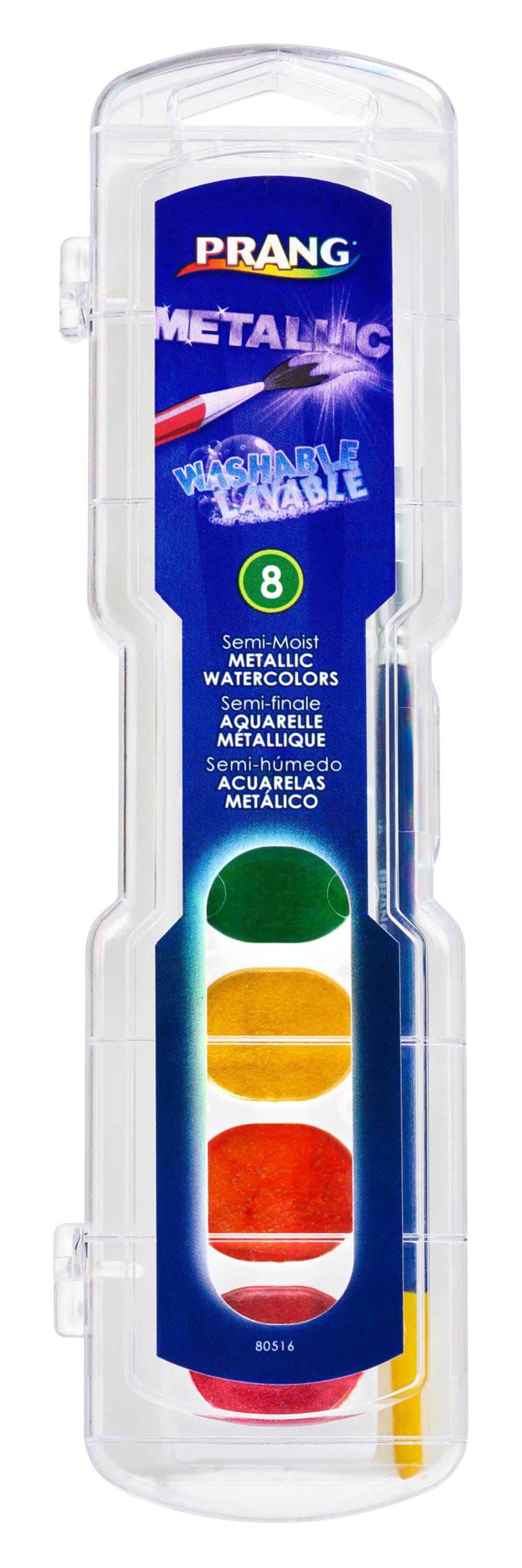 PAINT WATERCOLOR WASH PRANG 8 METALLIC COLOR PAN W/ BRUSH