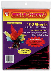 CELLOPHANE 8.5X11 SHEETS ASST COLORS PACK OF 192