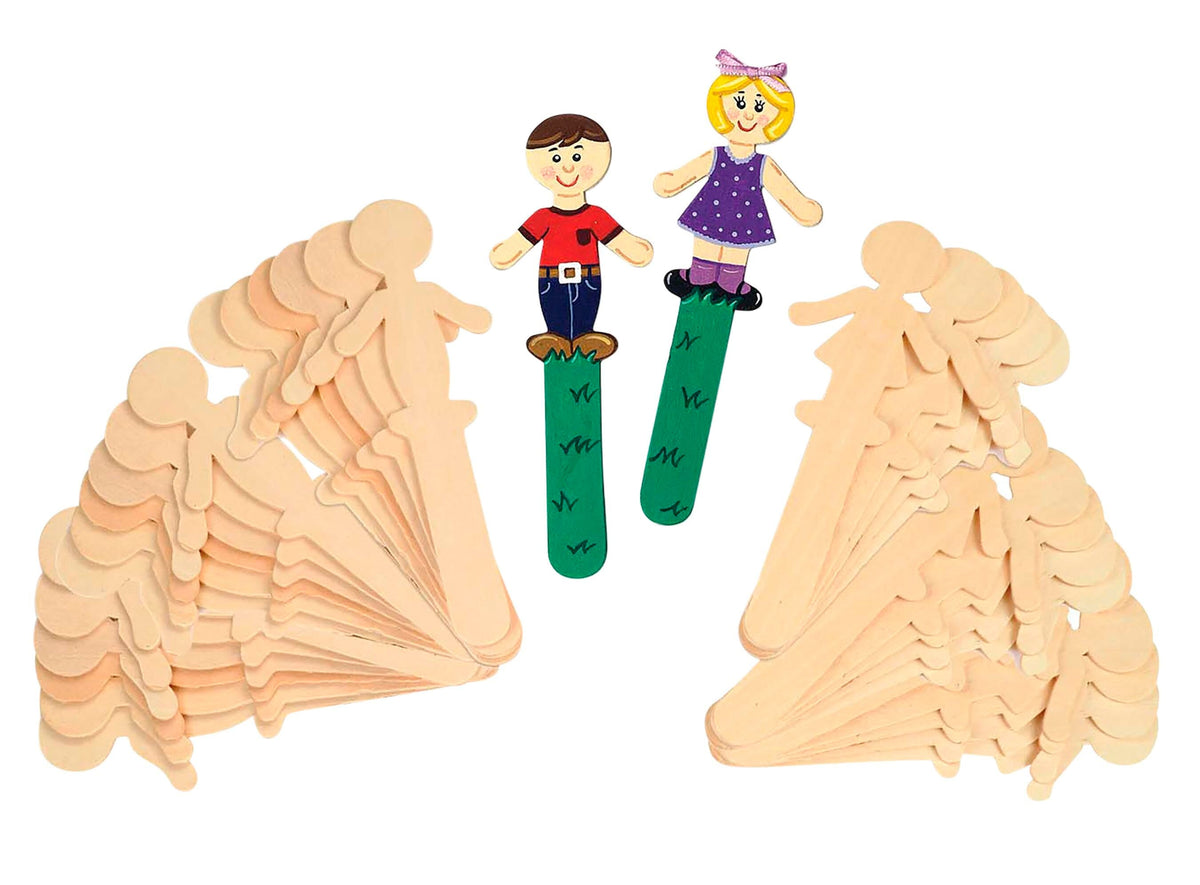 CRAFT STICKS W/PEOPLE SHAPES SET OF 36