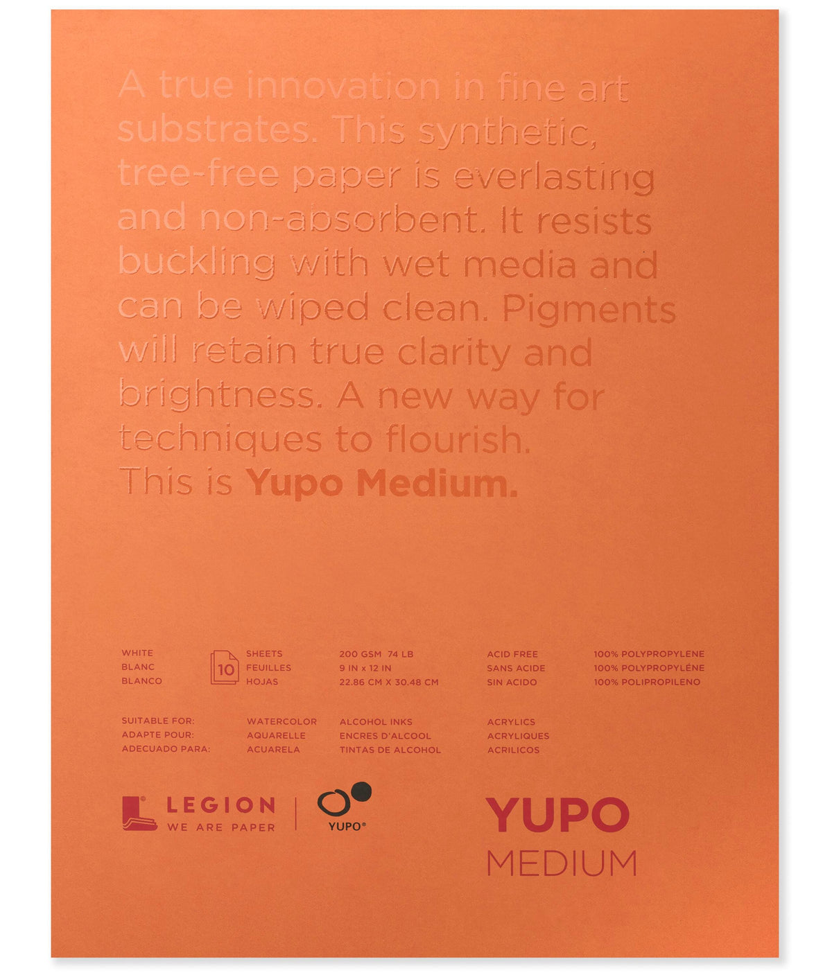 PAD YUPO PAPER 9X12 IN 74 LB 10 SHTS