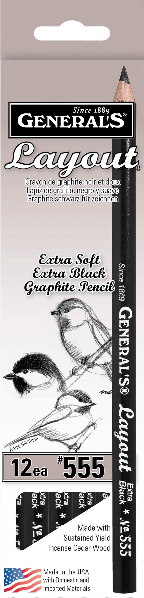 PENCILS DRAWING GRAPHITE GENERALS LAYOUT 6B PACK OF 12