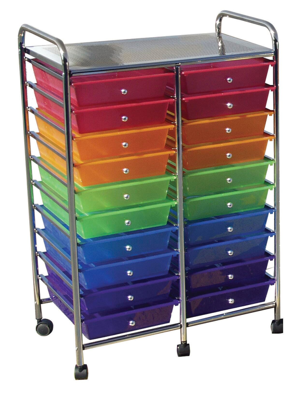 CART MOBILE ORGANIZER 20 DRAWER COLORED