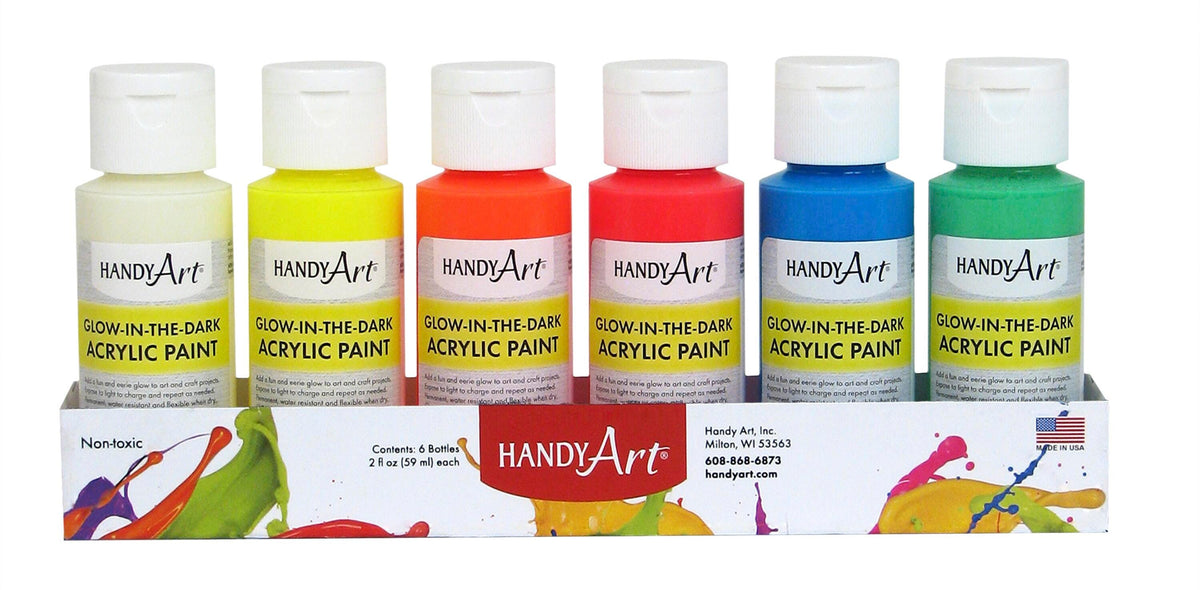 PAINT ACRYLIC HAND HART ASST GLOW IN THE DARK 2 OZ SET OF 6
