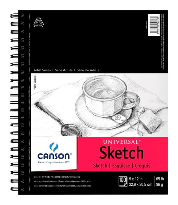 PAD SKETCH UNIVERSAL CANSON 9X12 IN 65 LB 100 SHTS
