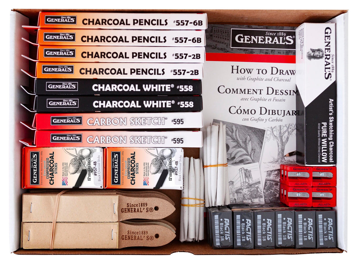 PENCILS CHARCOAL GENERALS DRAWING CLASSROOM PACK SET OF 235