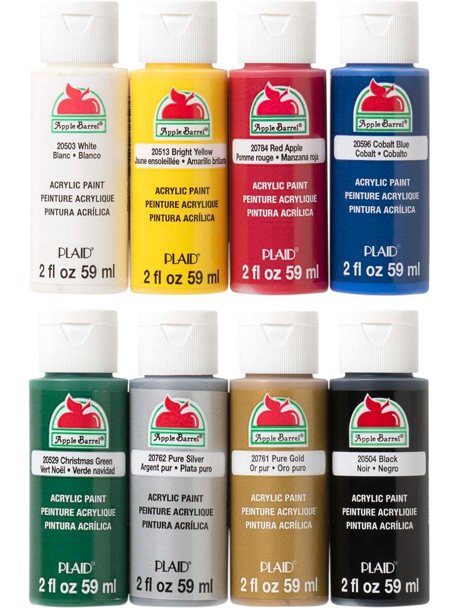 PAINT ACRYLIC APPLE BARREL ASST COLORS 2 OZ SET OF 8