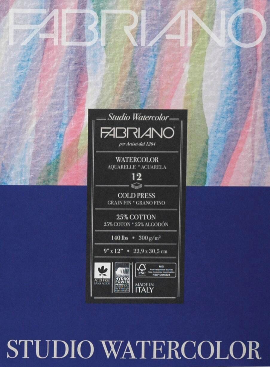 PAPER WATERCOLOR FABRIANO COLD PRESS 9X12 140 LB 12 SHTS