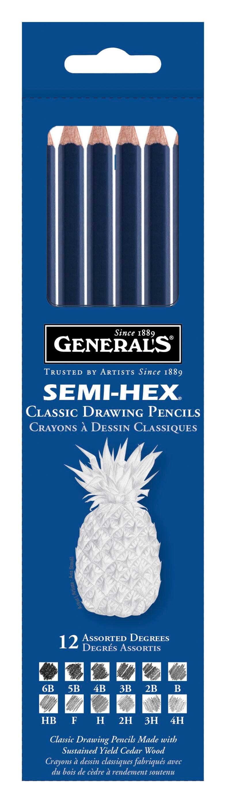PENCILS DRAWING GENERALS SEMI HEX ASST HARDNESS SET OF 12