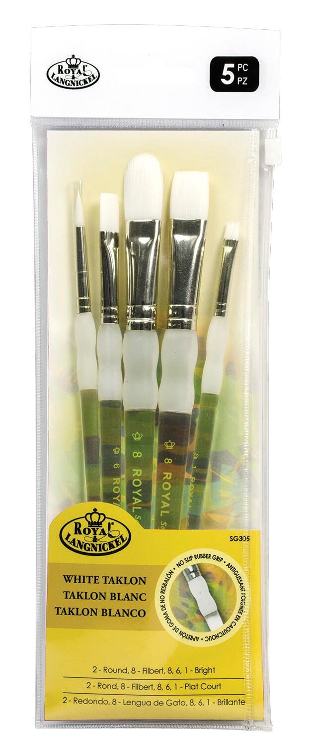 BRUSH SOFT GRIP WHITE TAKLON SET OF 5