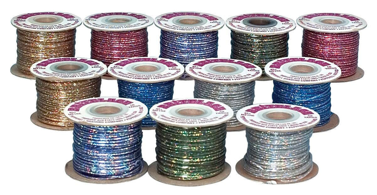 REXLACE 50 YARDS ASSORTED HOLOGRAPHIC COLORS SET OF 12