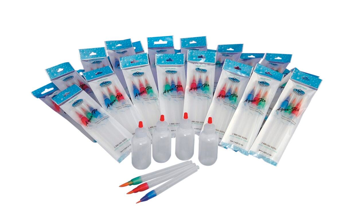 BRUSH WATERCOLOR AQUA-FLO CLASSROOM ASST SET OF 40