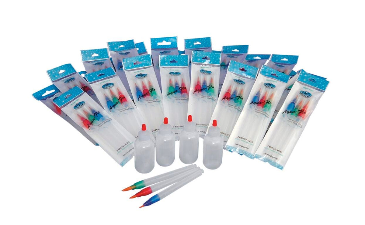BRUSH WATERCOLOR AQUA-FLO CLASSROOM ASST SET OF 40