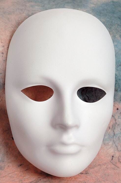MASK PLASTIC FEMALE WHITE EACH