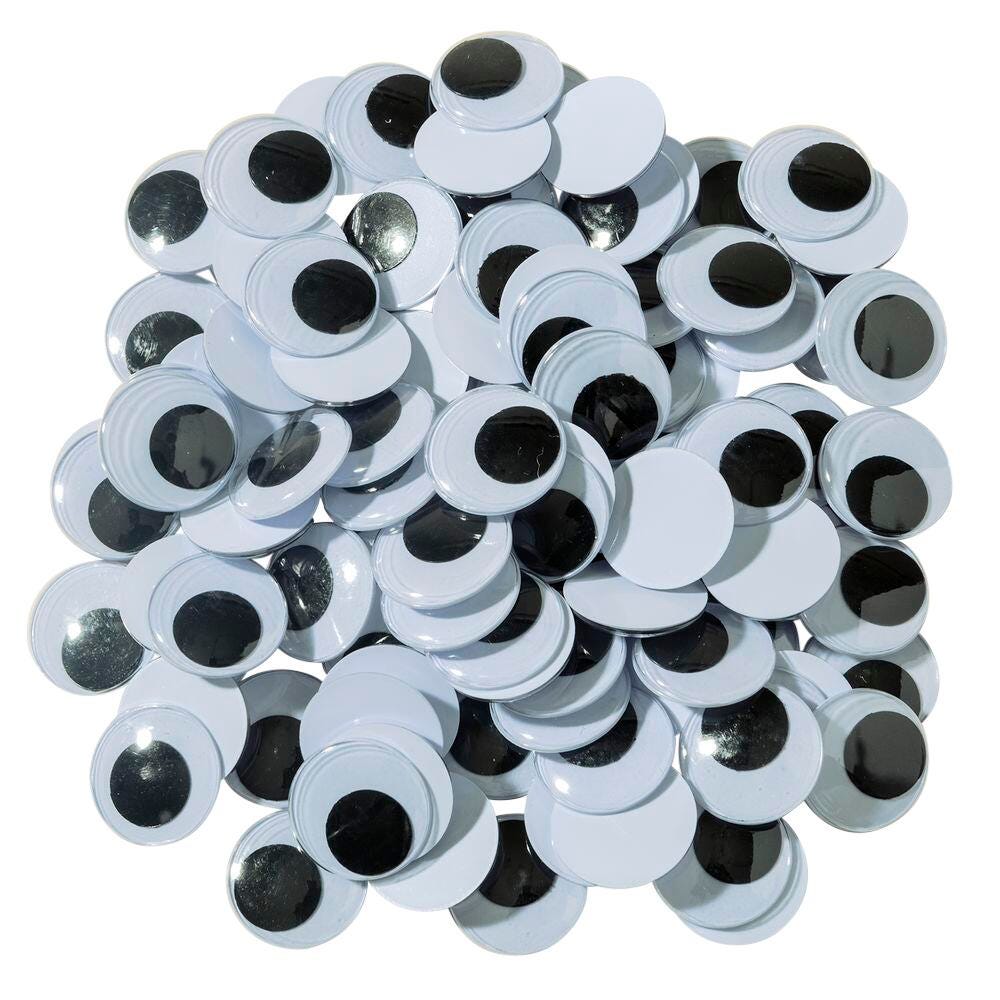 WIGGLE EYES ROUND 20MM BLACK PACK OF 100