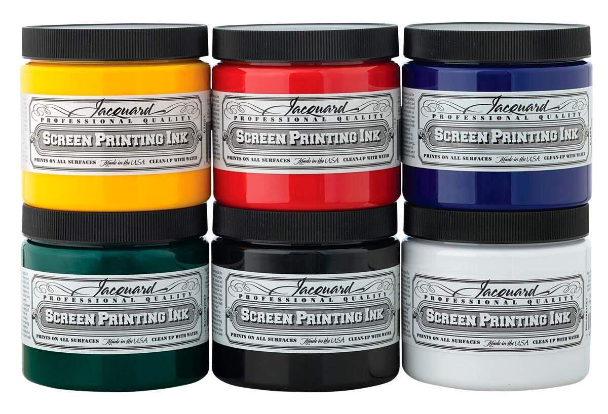 INK SCREEN PRINTING JACQUARD ASSORTED COLORS SET OF 6 PINTS