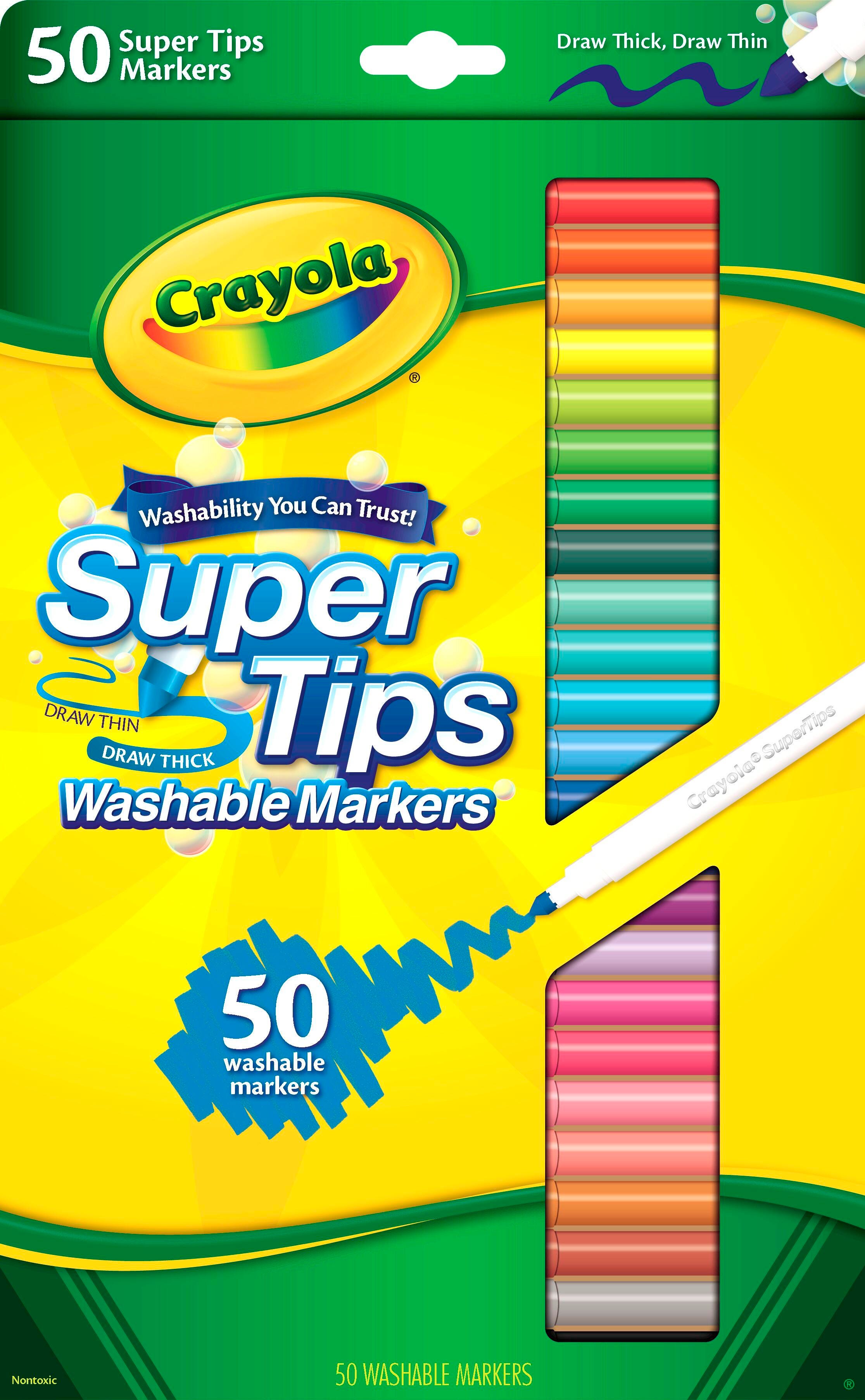 MARKERS WASH CRAYOLA SUPER TIPS ASST COLORS SET OF 50