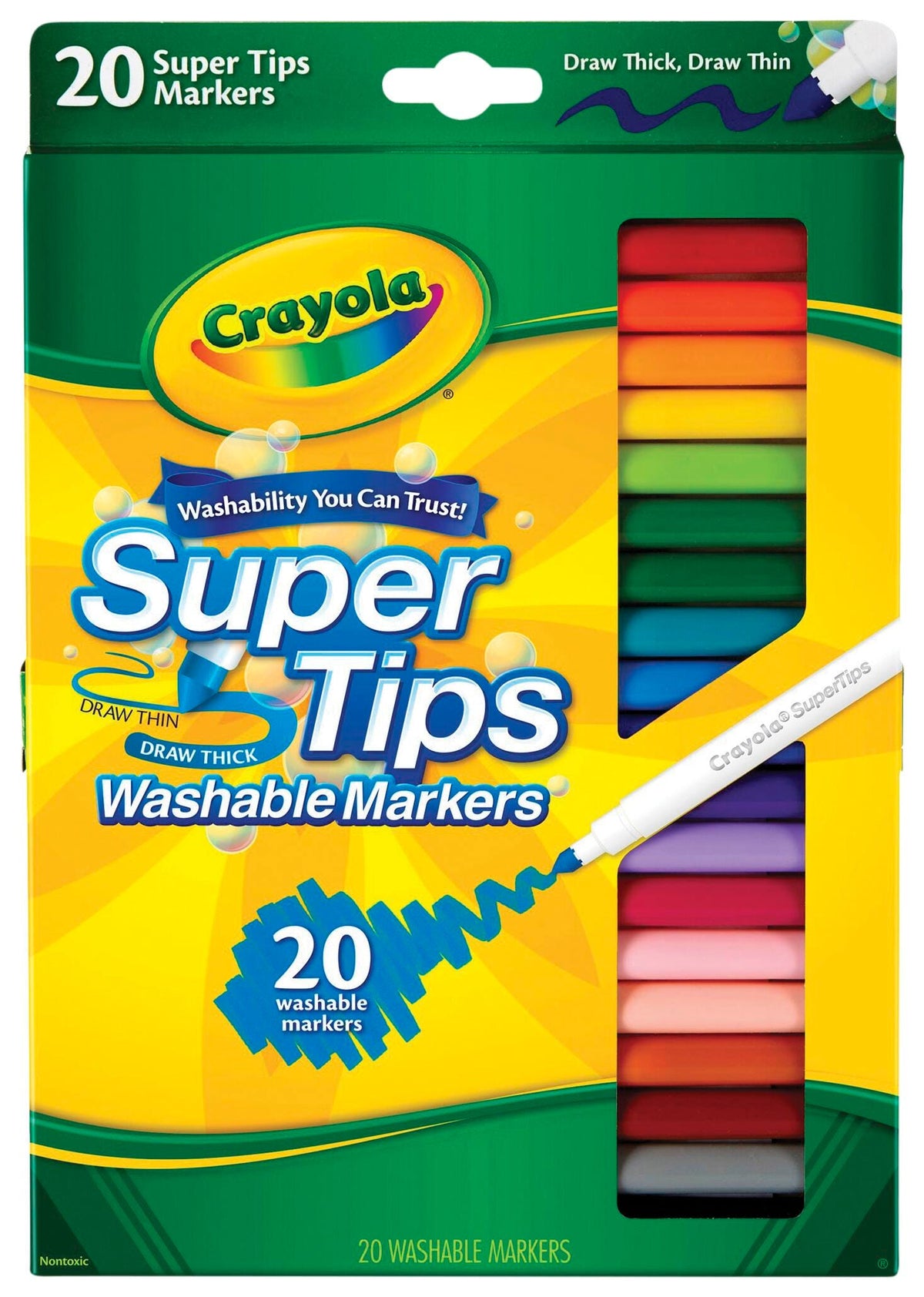 MARKERS WASH CRAYOLA SUPER TIPS ASST COLORS SET OF 20