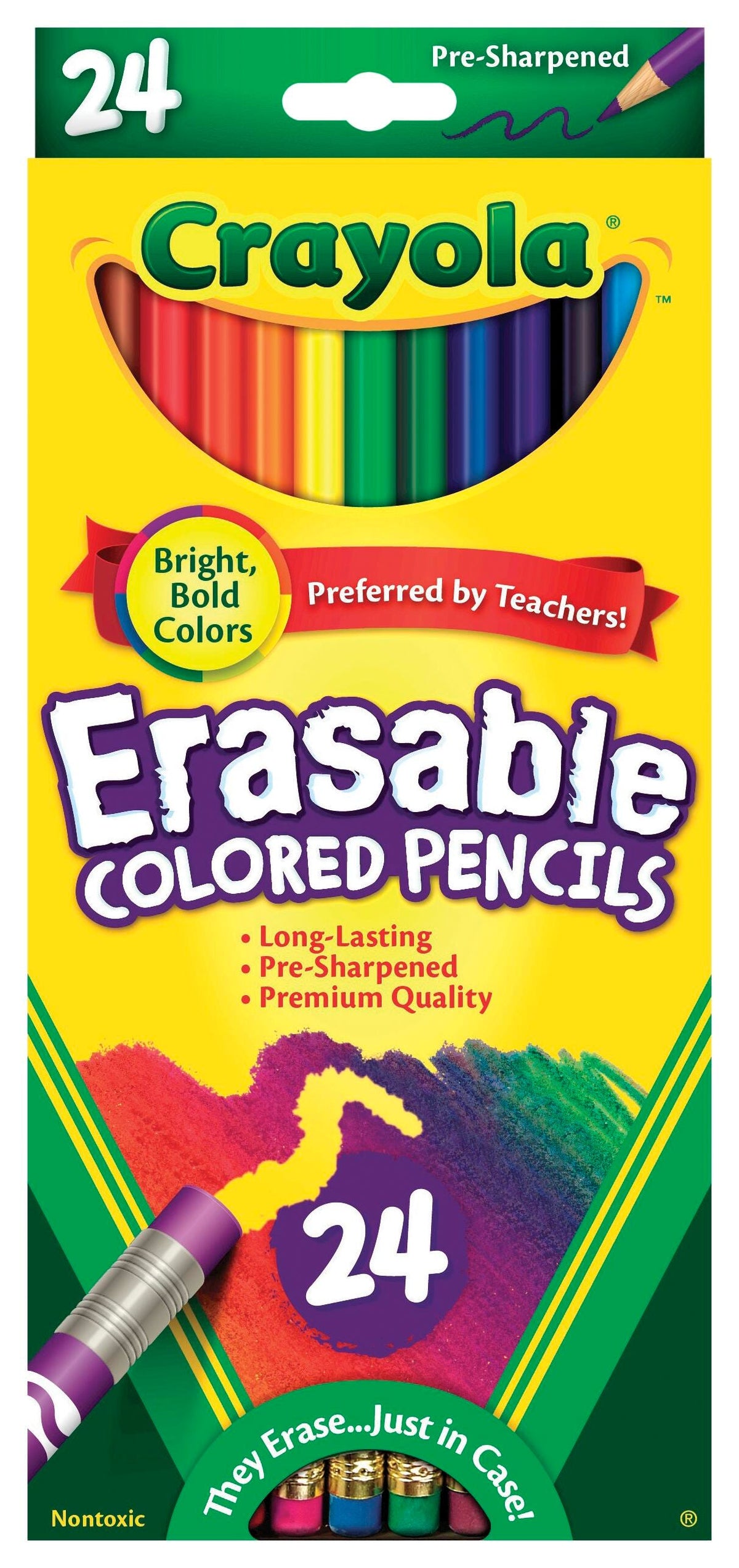 PENCILS COLORED CRAYOLA ERASABLE ASST COLORS SET OF 24