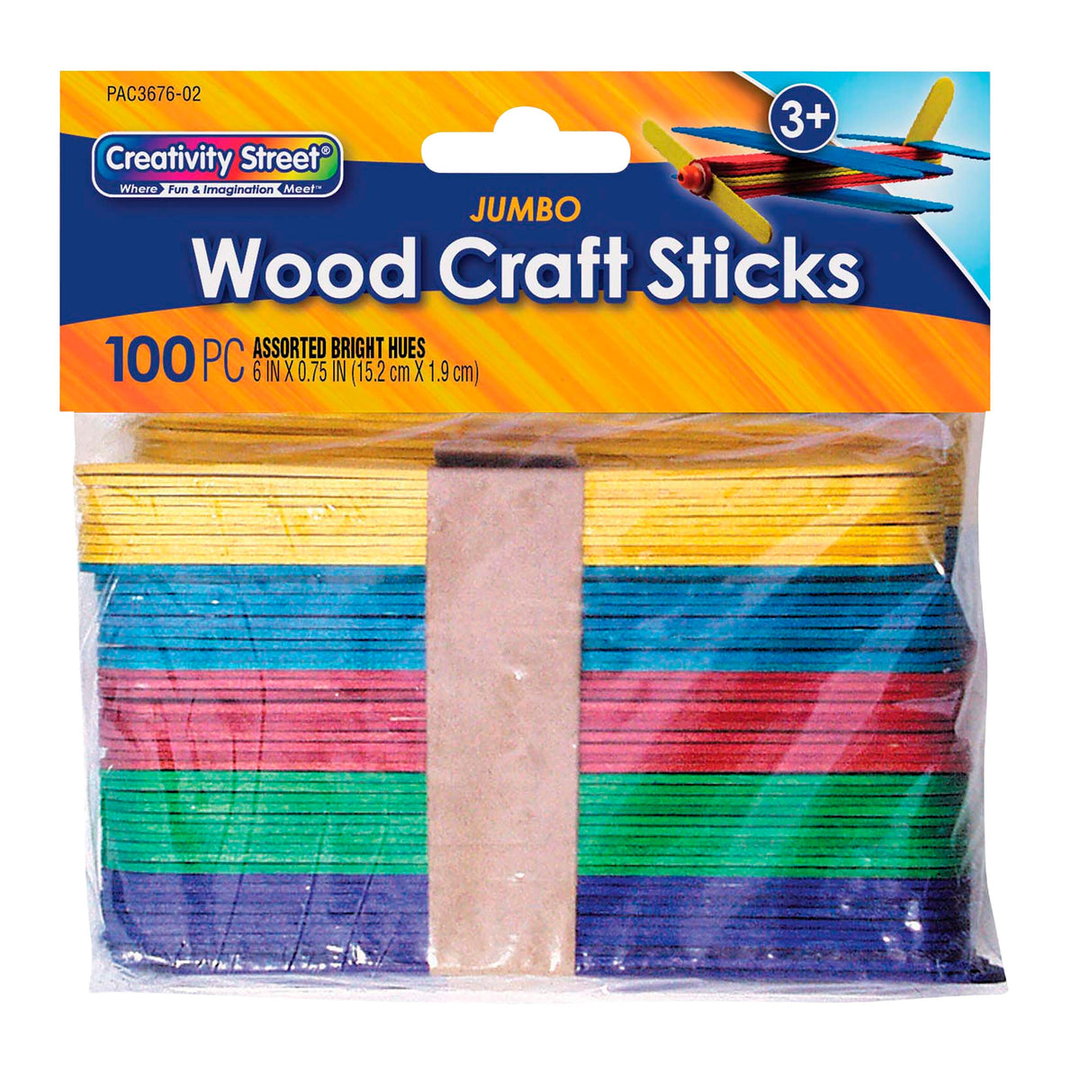 CRAFT STICKS JUMBO BRIGHT HUES PACK OF 100