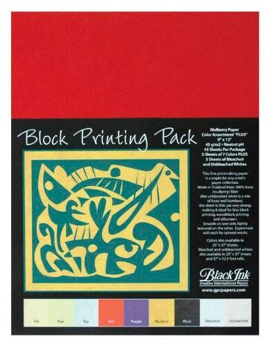 PAPER BLACK INK BLOCKPRINTING 9X12 IN PK OF 45