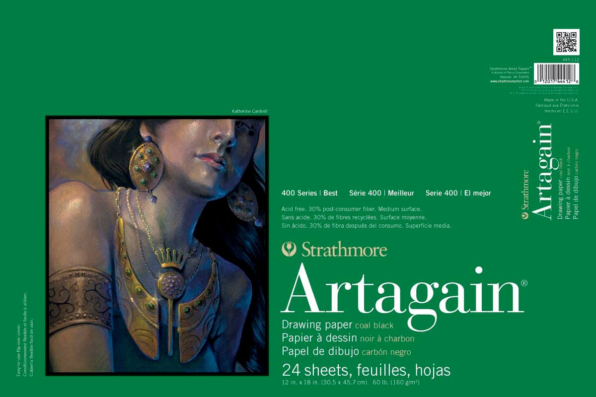 PAD ARTAGAIN 400 SERIES 12X18 IN BLACK 60 LB 24 SHTS