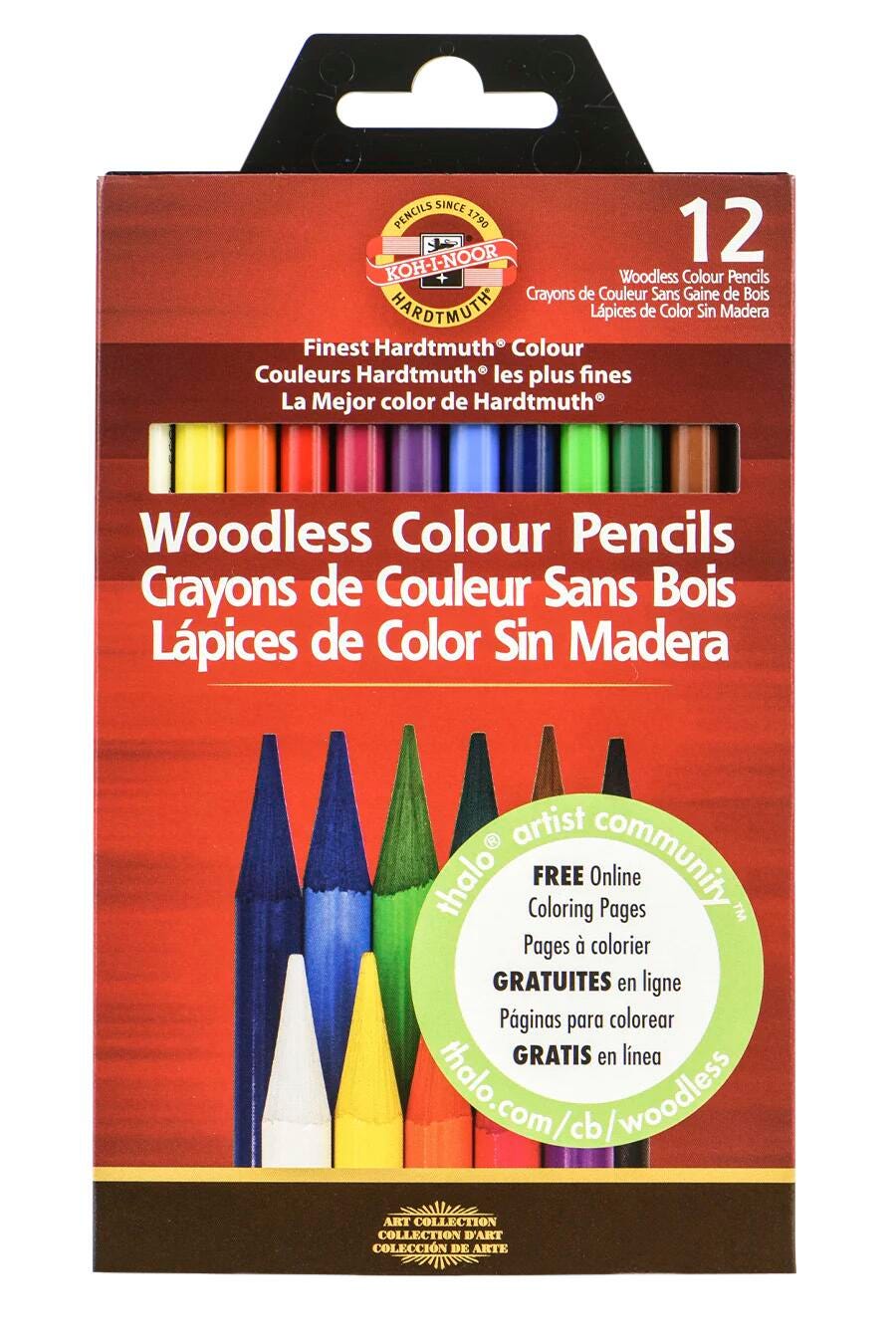PENCILS COLORED KOH-I-NOOR WOODLESS ASST COLORS SET OF 12