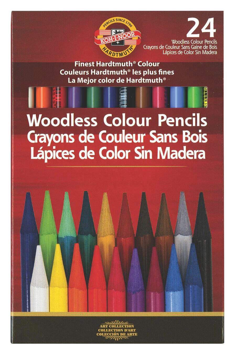 PENCILS COLORED KOH-I-NOOR WOODLESS ASST COLORS SET OF 24