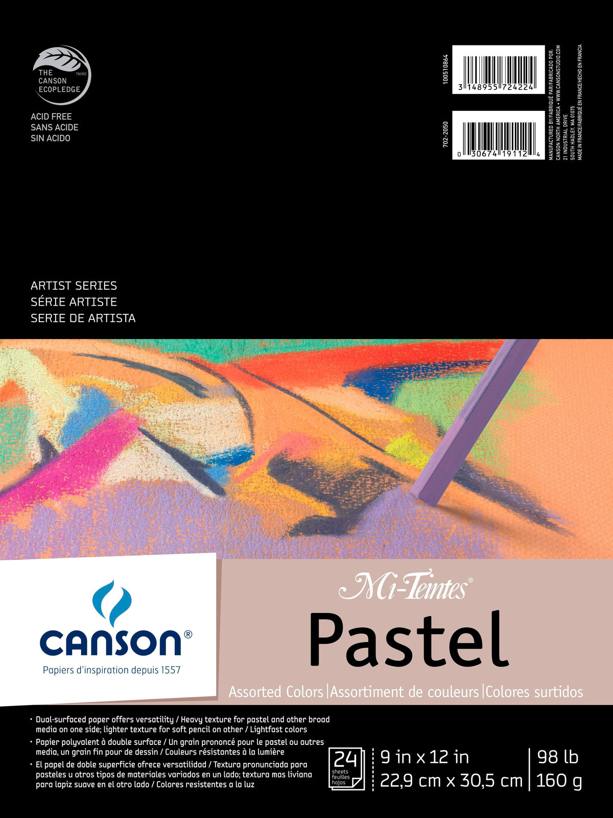 PAD CANSON MI TIENTES 9X12 IN ASSORTED 98 LB 24 SHTS