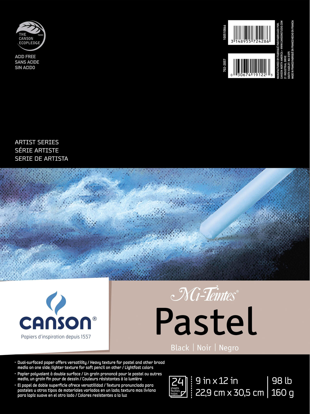 PAD CANSON MI TIENTES 9X12 IN BLACK 98 LB 24 SHTS
