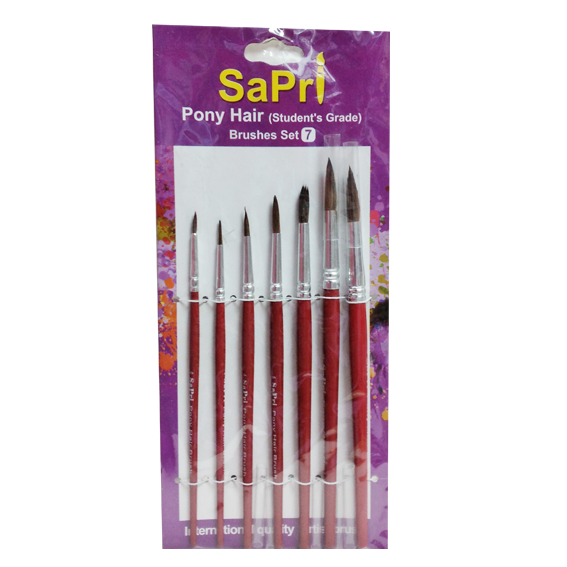 BRUSH SAPRI 52 SYNTHETIC HAIR  ROUND SET OF 7 (Nos 0-2-4-6-8-10-12)