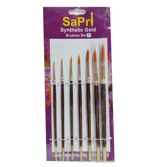 BRUSH SAPRI 66 SYNTHETIC GOLD ROUND  SETOF 7 (Nos 0-2-4-6-8-10-12)