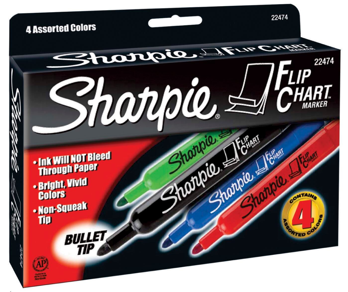 MARKER FLIPCHART ASSORTED SAN22474 SET OF 4