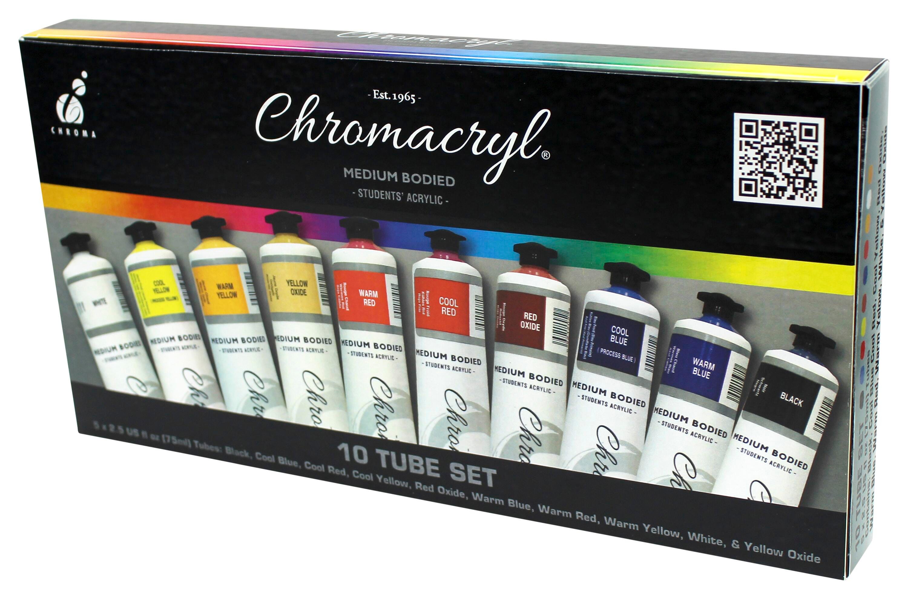 PAINT ACRYLIC STUDENTS CHROMACRYL 2.5OZ ASST COLORS SET OF 10