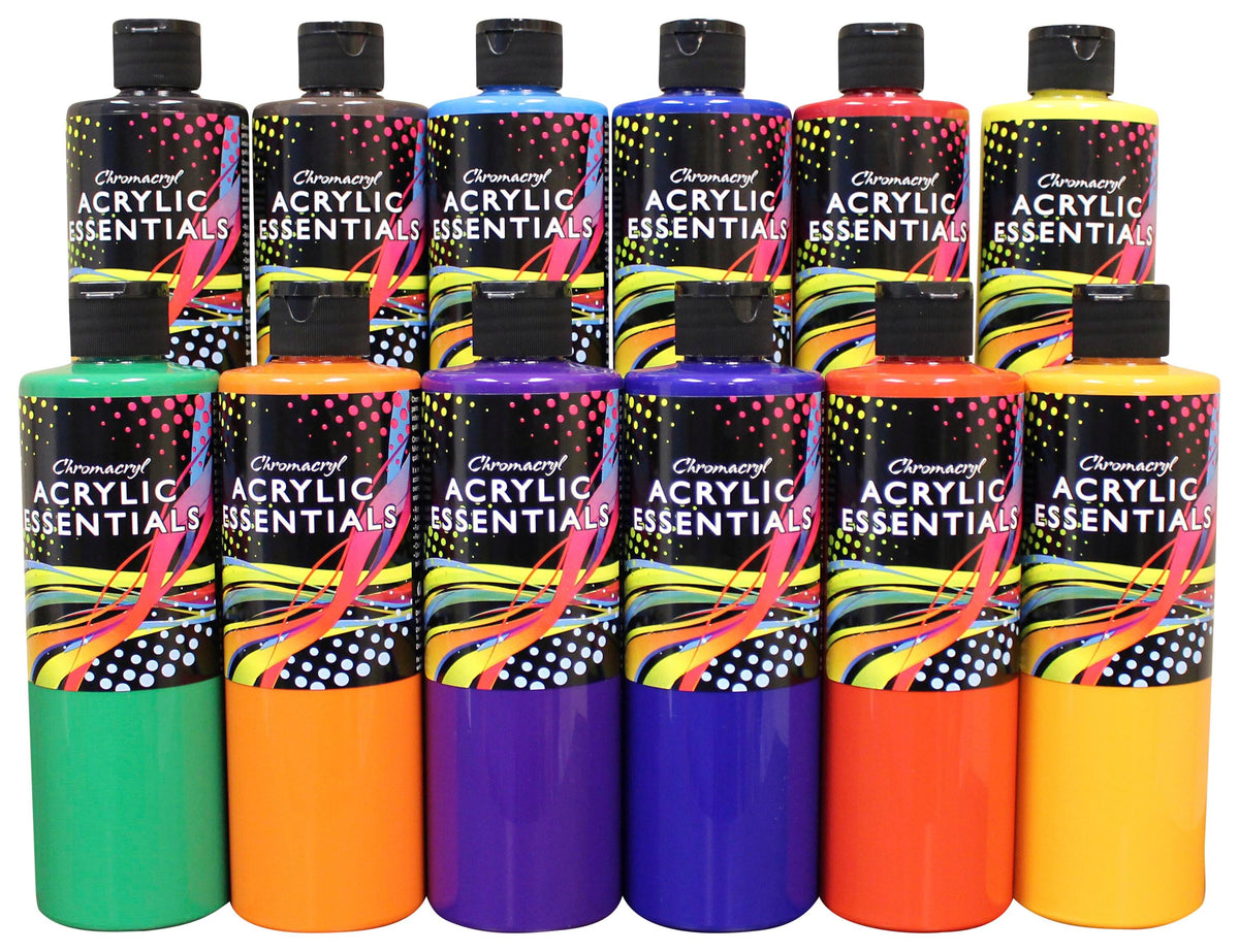 PAINT ACRYLIC CHROMACRYL ESSENTIALS PINT ASST COLORS SET OF 12