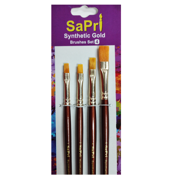 BRUSH SAPRI 67 SYNTHETIC GOLD FLAT SET OF 4 (Nos 1-2-4-6)