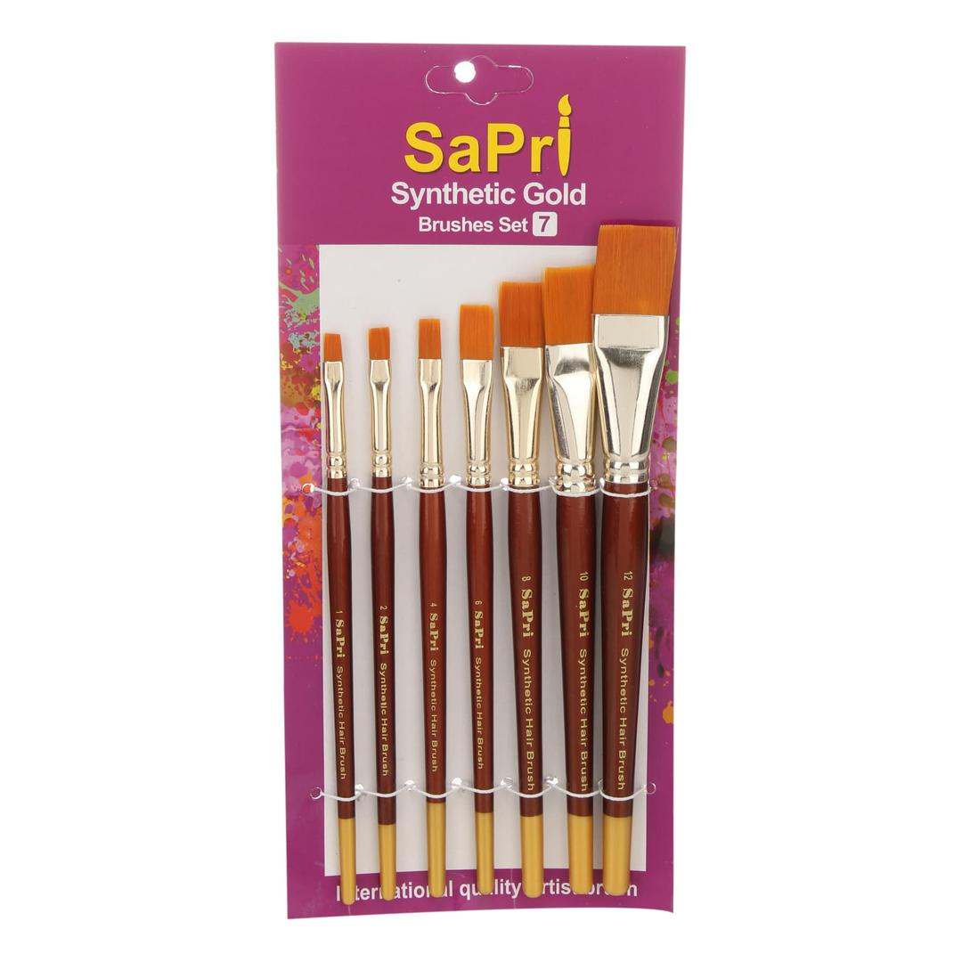 BRUSH SAPRI 67 SYNTHETIC GOLD FLAT SET OF 7 (Nos 1-2-4-6-8-10-12)