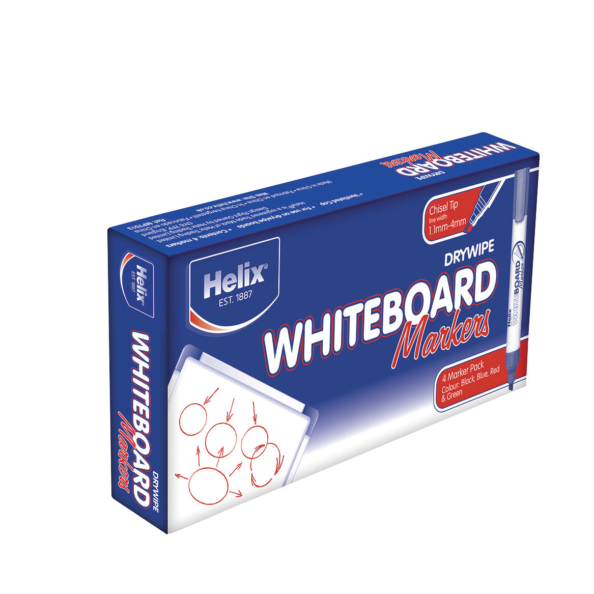 Marker Dry Wipe Helix Chis Asst Pk4