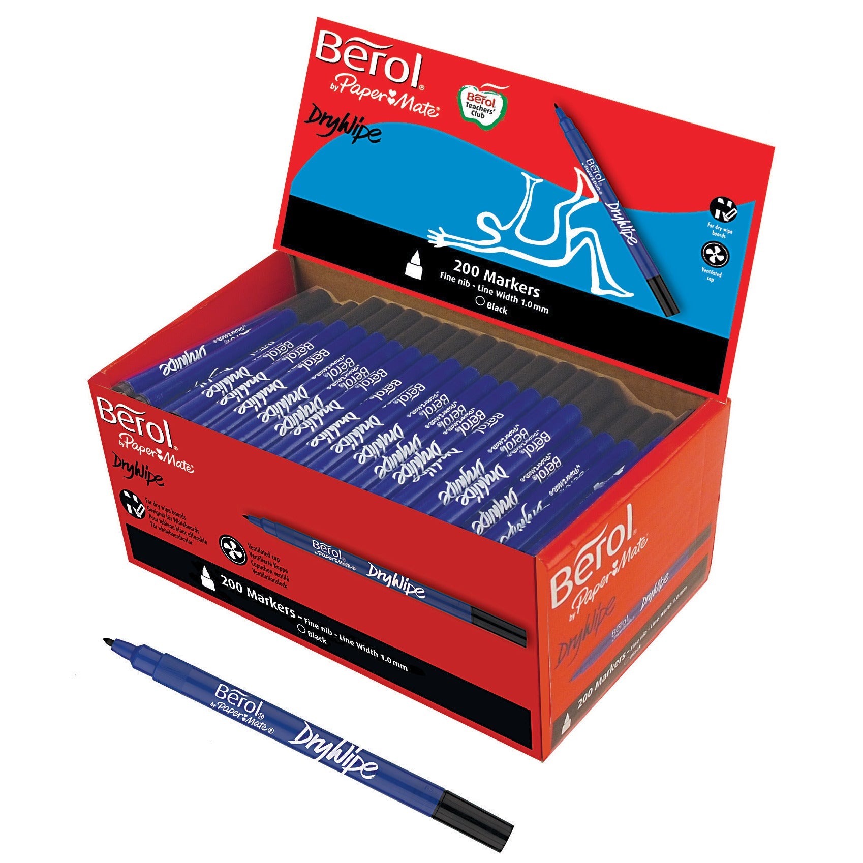 Berol Drywipe Fine Black Pk192