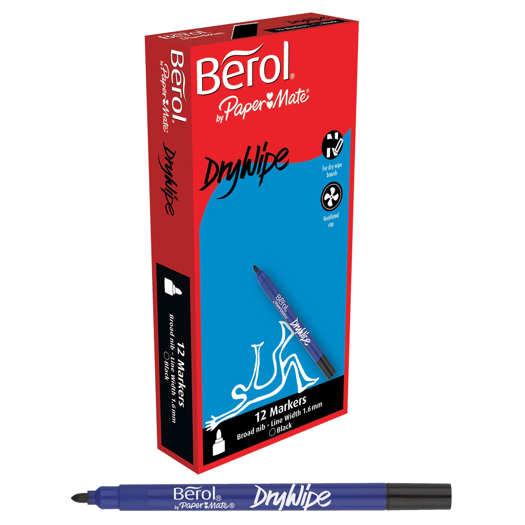 Berol Drywipe Broad Black Pk12